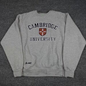 University Of Cambridge Sweatshirt Mens 2XL Gray Fleece Crewneck Pullover Logo